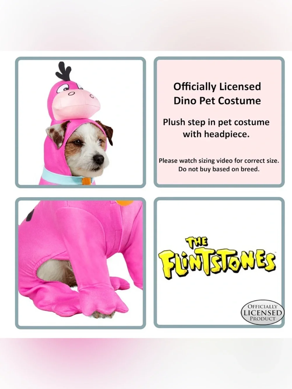 Dino,The Flintstones Pet Costume, Size Large Dogs or Cats, Large 21-29 lbs